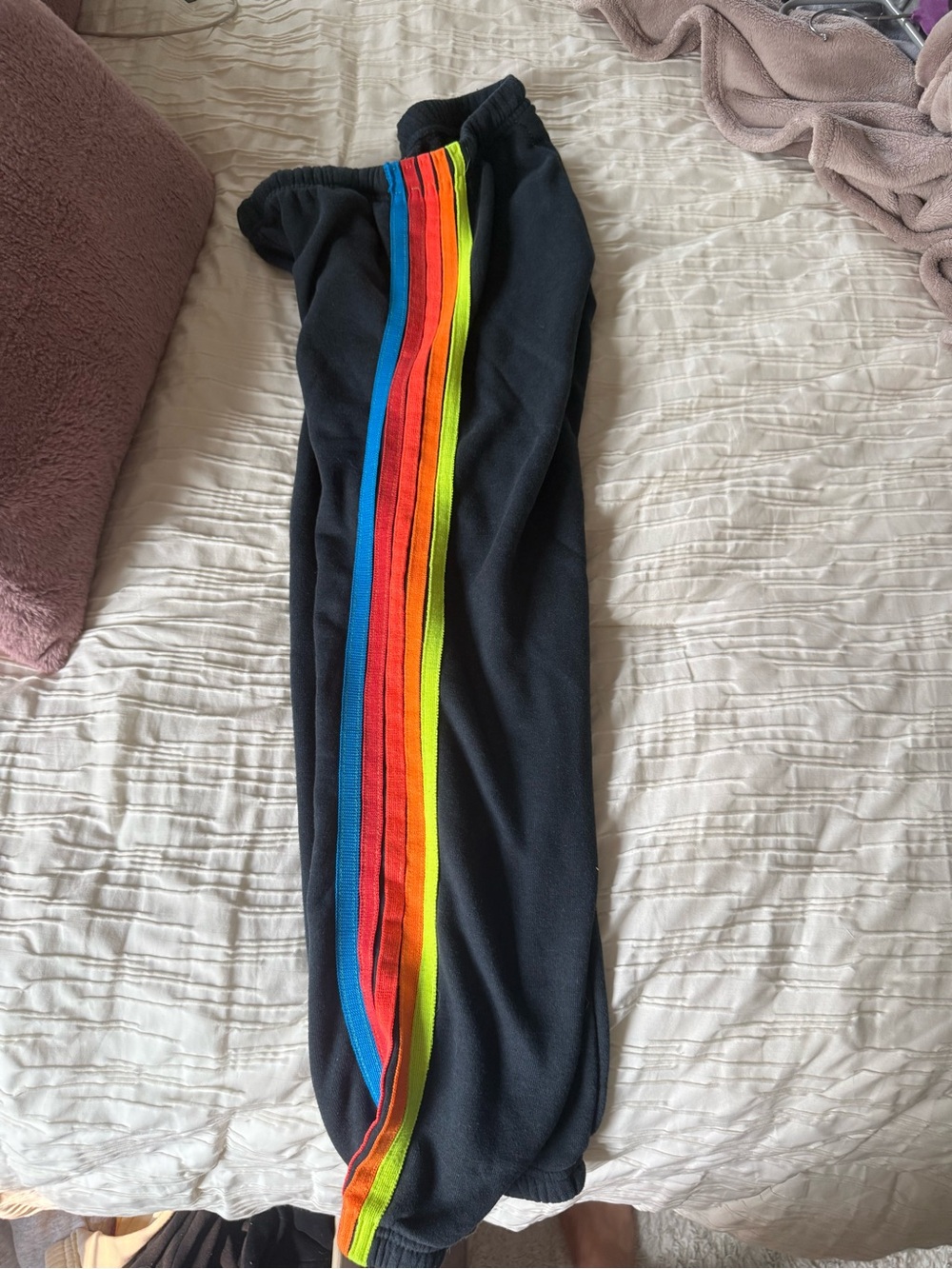 Dark gray aviator nation neon stripped sweatpants - Picture 2 of 4